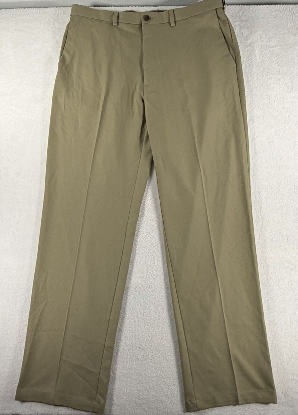 Haggar Cool 18 Pro Classic Fit Khaki Dress Pants, 38x34, Comfort 4-Way Stretch